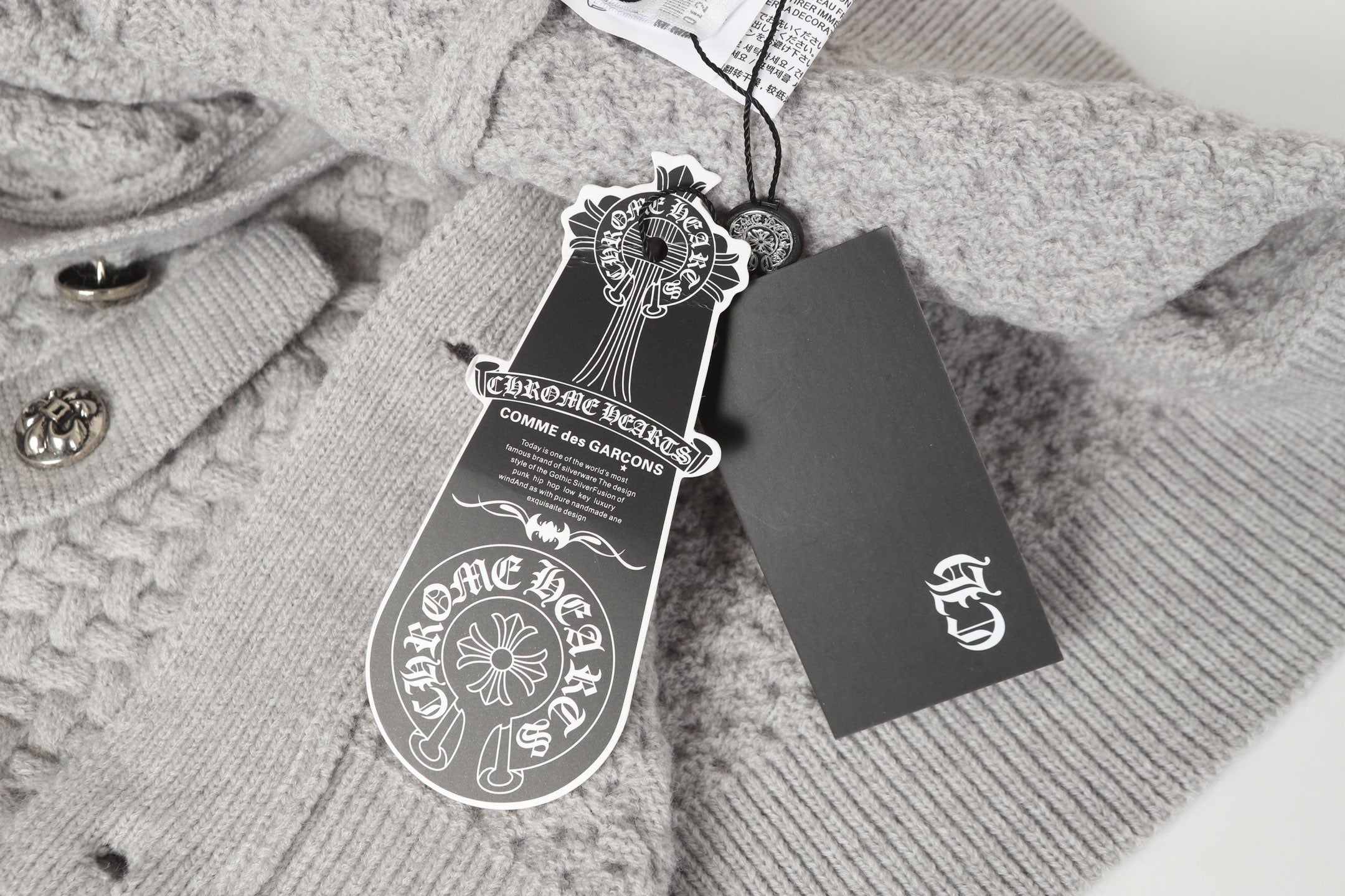 Gothic Cross Knit Cardigan - Black Grey Streetwear Jacket 904